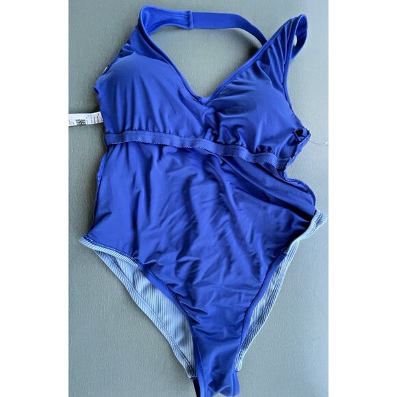 Puma One Piece Mixed Media Swimsuit Womens Blue Casual Athletic XL - Picture 10 of 10